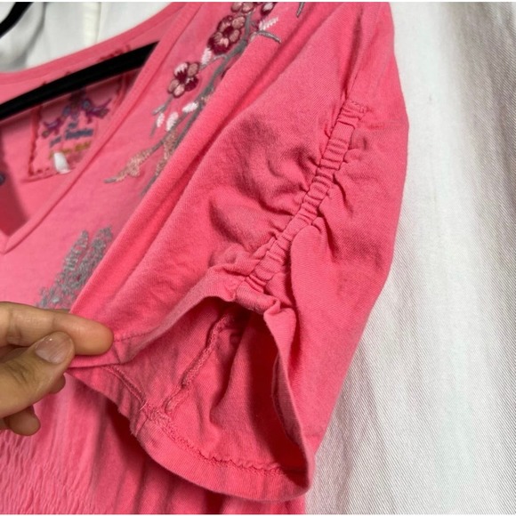 Johnny Was Dress Small Boho Cottage Core Embroidered Bird Floral Flirty … - Picture 8 of 10